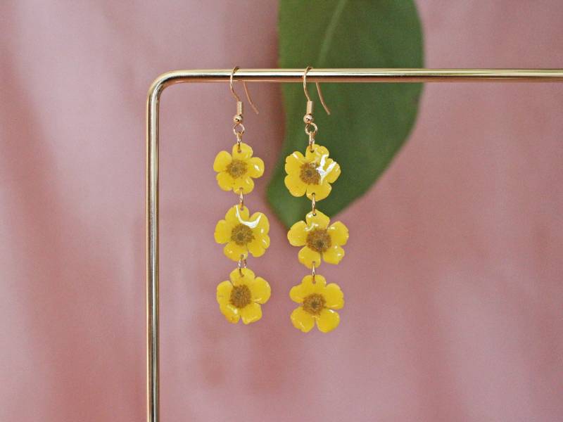 Ohrringe Goldknöpfe Echte Blumen Getrocknet Und in Harz Gepresst, Vergoldet 14K Ohrringe Goldknöpfe Echte Blumen Getrocknet Und in Harz Gepresst, Vergoldet 14K von AlchemyByManon