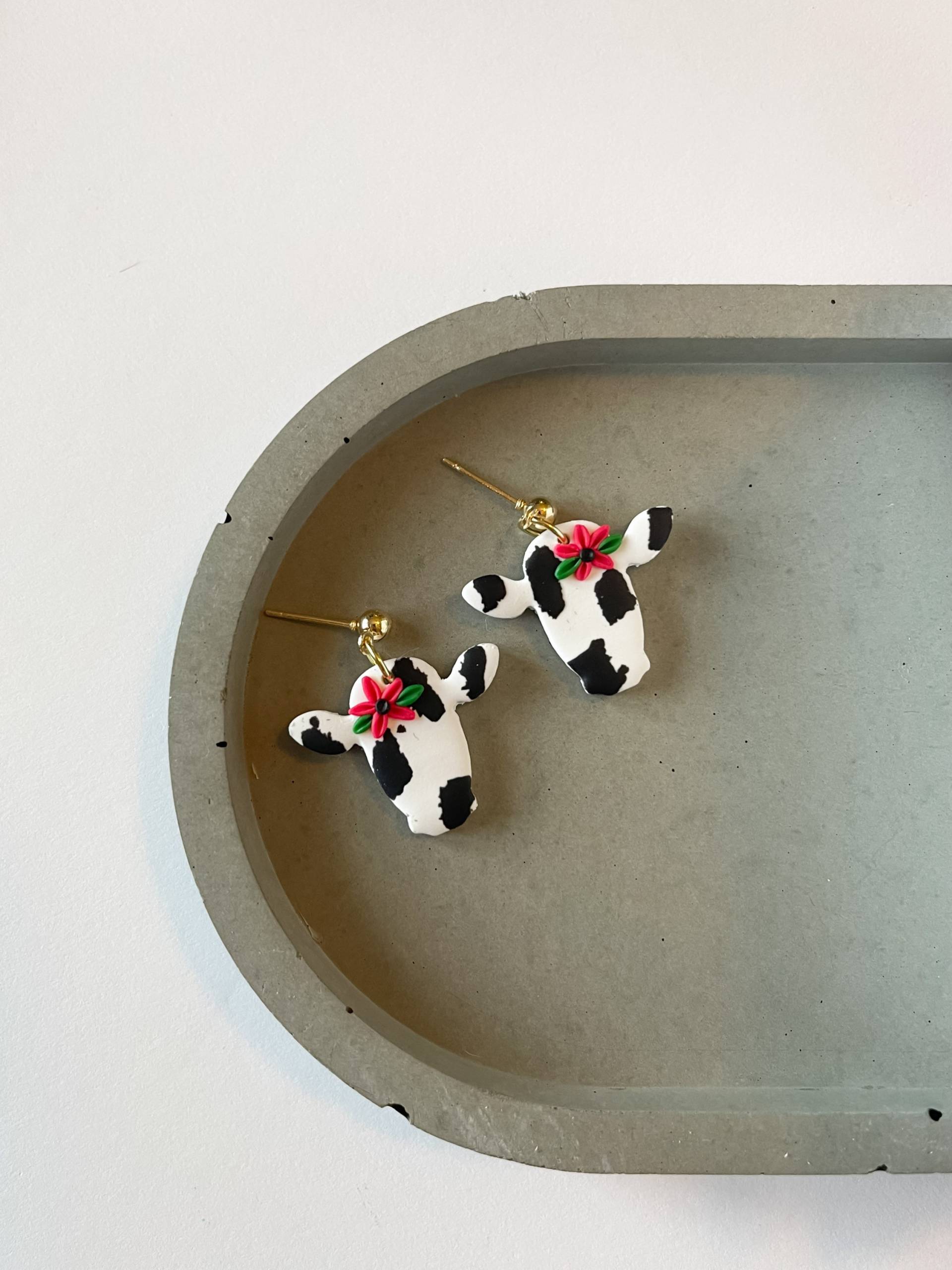 Kuh Ton Ohrringe | Baumeln Fimo Kuh Ton Ohrringe | Baumeln Fimo von AldyDesigns