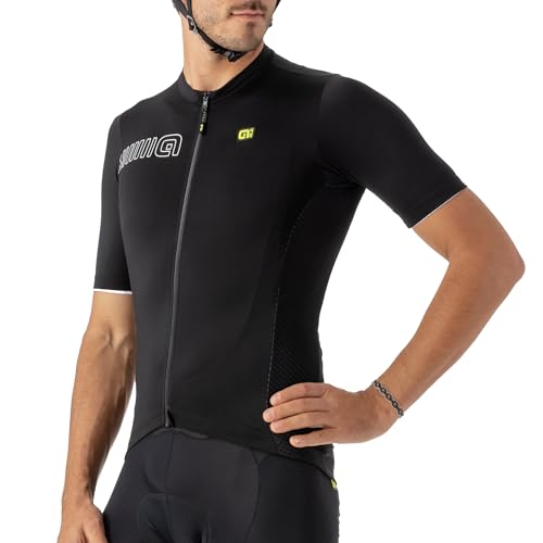 Alé Cycling Herren Einfarbig Kurzärmliges Jersey, Schwarz, XL von ALE'