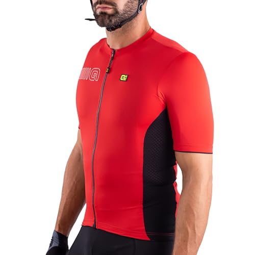 Alé Cycling Herren Einfarbig Kurzärmliges Jersey, rot, L von ALE'