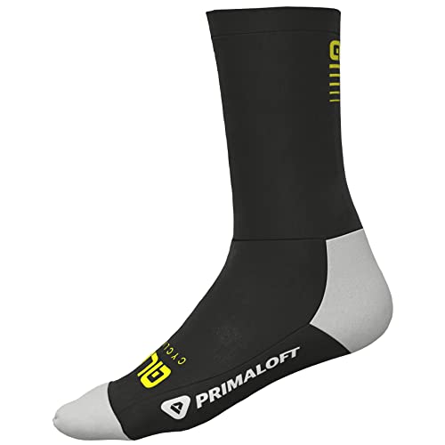 Alé Cycling Unisex Thermo Primaloft 18 cm Wintersocken, Black/Fluo Yellow, M von Alé Cycling