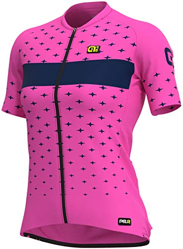 Alé Cycling PRR Stars Kurzarm Trikot Damen Fluo pink/Navy Blue Größe S 2021 Radtrikot kurzärmlig von ALE'