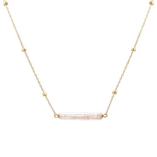 Aleasha Barock Perlenkette Damen S925 Kette Weiß Echte Perle Anhänger Halskette Gold Schmuck Geschenk von Aleasha