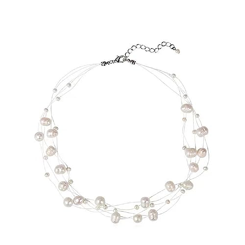 Aleasha Barock-Perlenkette mit mehrreihigen Perlen für Damen, handgefertigter Hochzeitsschmuck, weißer Perlen-Choker von Aleasha