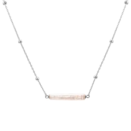 Aleasha Barock Süßwasserperlen Halskette Damen 925Silber Weiß Perle Anhänger kette Schmuck Geschenk von Aleasha