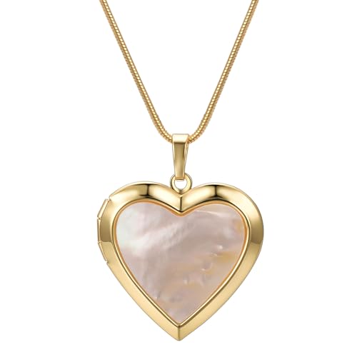 Aleasha Gold Kette mit Foto Bild Muschel Herz Customized Personalisierte Halskette Frauen Paar Souvenir Schmuck Groß von Aleasha