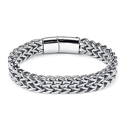 Aleasha Kubanische Armband Herren 316L Edelstahl Kubanische Kette Armband Silber Hip Hop Schmuck Vatertag von Aleasha