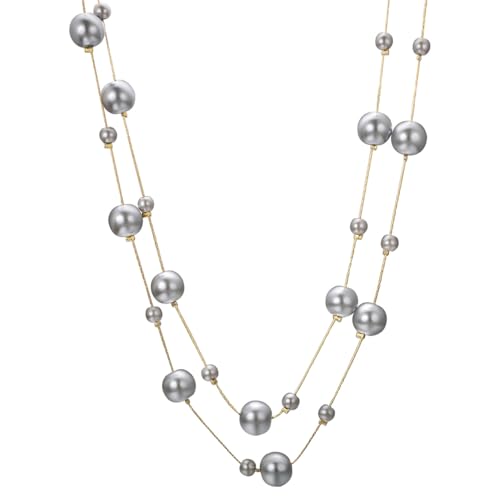 Aleasha Lange Perlenkette Damen 172CM Mehrschichtige Halskette Schwarz Perle halskette 1920s Schmuck Gold 3 reihige Schmuck Geschenk von Aleasha