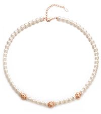 Aleasha Perlenkette Damen RoségoldWeiß 6mm Perle Halskette Choker Hochzeit Schmuck Geschenke 40+6cm von Aleasha