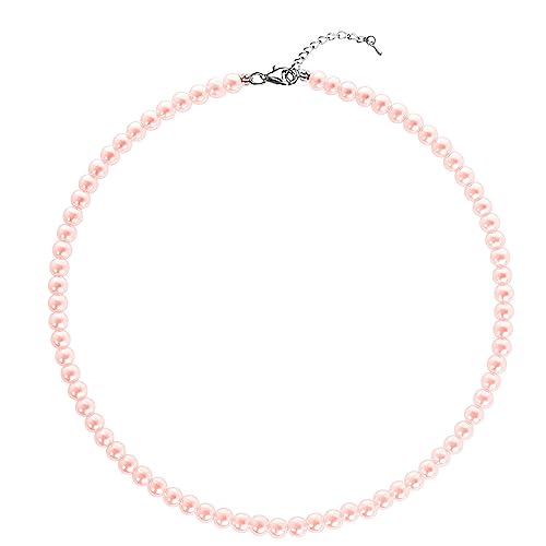 Aleasha Perlenkette Damen Rosa perlenkette Kurze perlenkette mit 4mm Hochzeit Bräute Schmuck von Aleasha