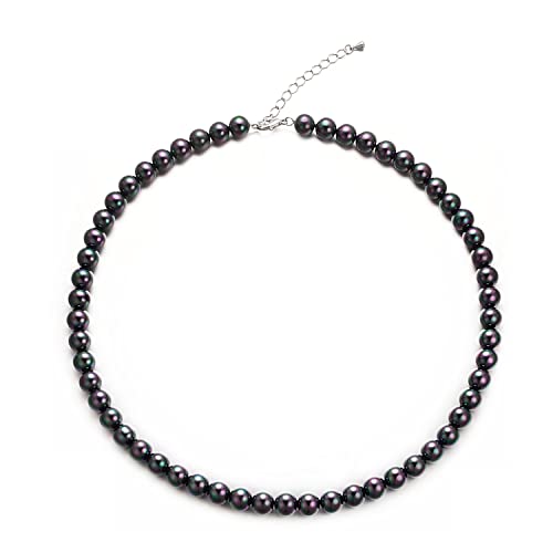 Aleasha Perlenkette Damen schwarz perlenkette Kurze perlenkette mit 6mm Hochzeit Bräute Schmuck von Aleasha