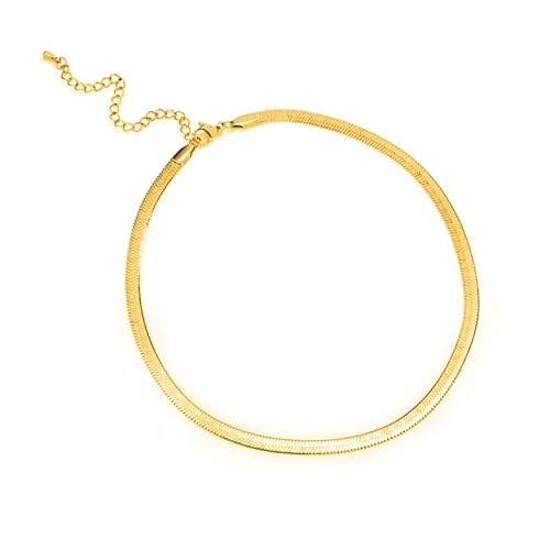 Aleasha Schlangenkette Damen Gold Edelstahl FischgräTen Halskette Schmuck Geschenk 32cm von Aleasha