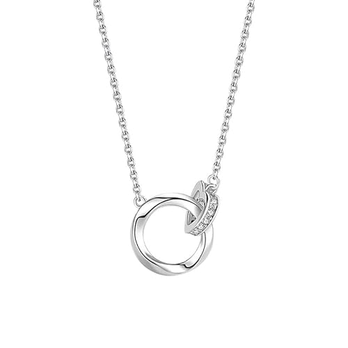Aleasha Silber 925 Runde Halskette Ineinandergreifende Mobius Herz Kette Damen Zirkonia Mutter Tochter Kette Weihnachten Valentinstag Hochzeit Jubiläum Schmuck Geschenk von Aleasha