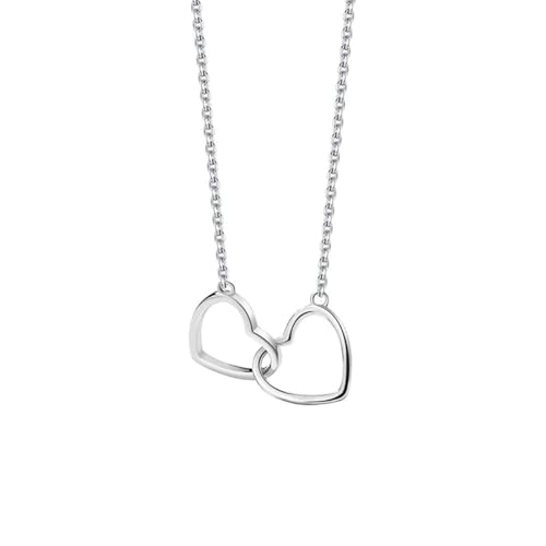 Aleasha Silber 925 Herz Halskette Ineinandergreifende Herz Kette Damen Mutter Tochter Kette Schmuck Geschenk von Aleasha