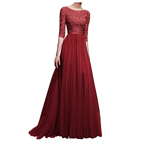 Alecony Abendkleider Elegant Für Hochzeit Damen Ballkleid Maxi Lang Abendkleid Spitzen Cocktailkeid Partykleider Promkleider Brautjungfernkleider Lange Abschlusskleid Maxikleid Spitzenkleid von Alecony