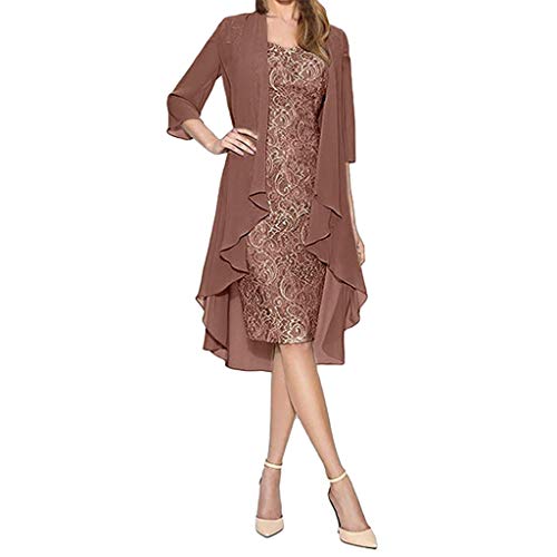 Alecony Damen Abendkleider Zweiteiler Elegant Spitzenkleid Für Hochzeit Cocktailkleider Brautmutterkleider Mit Jacke Hochzeitsgast Party Brautmutter Spitze Große Größen Lang Festkleider von Alecony