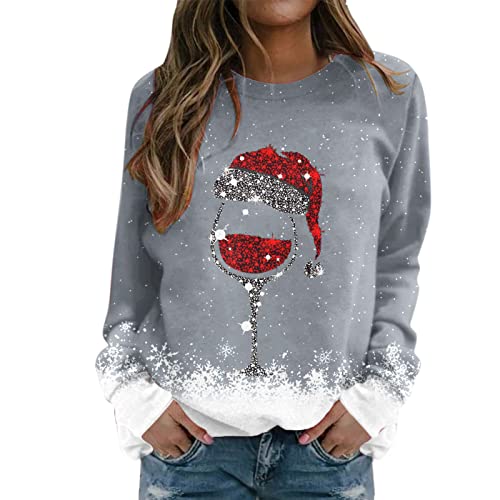 Alecony Damen Pullover Weihnachten Sweatshirt Weihnachtspullover Herbst Winter Langarmshirt Oberteile Bluse Tops Langarm Rundhals Pullis Weihnachtspulli Sport Oberteil Sweatshirts Kapuzenpullover von Alecony