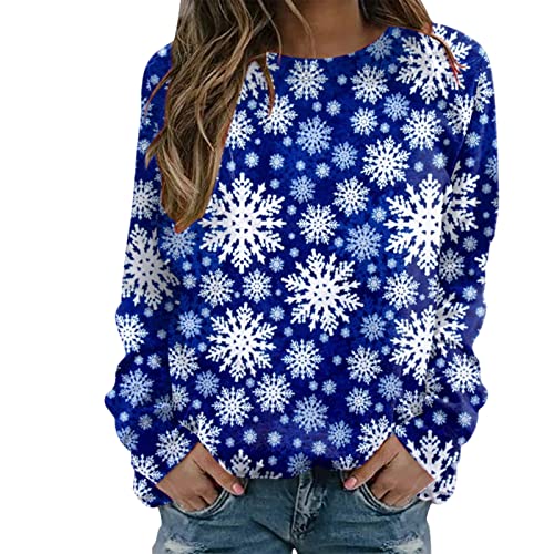 Alecony Damen Weihnachten Sweatshirt Langarmshirt Weihnachtspullover Weihnachtspulli Herbst Frühling Winter Sweatshirts Langarm Rundhals Oberteile Langarmshirts Bluse Tops Oberteil von Alecony