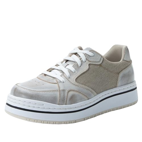 Alegria Damen Alyster Plateau-Sneaker aus Leder, Cream, 39 EU von Alegria by PG Lite
