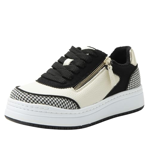 Alegria Damen Averie Zipper Plateau Tennisschuhe, Houndstooth Schwarz, 38.5 EU von Alegria by PG Lite