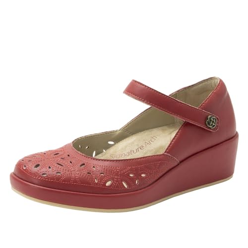 Alegria Damen Hayes Leder Wedge Mary Jane Pumps, Ruby Breeze, 41 EU von Alegria by PG Lite