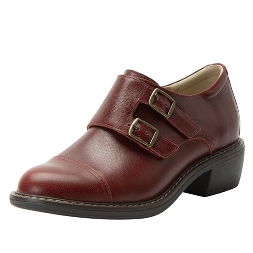 Alegria Damen Mave Leder Oxford Loafer Doppelschnalle Schuhe, Roja, 41 EU von Alegria by PG Lite