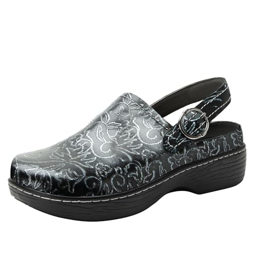 Alegria Damen Olie Slingback Clog Leder Slide, Embroider Me Zinn, 10.5-11 Alegria Damen Olie Slingback Clog Leder Slide, Embroider Me Zinn, 10.5-11 von Alegria by PG Lite
