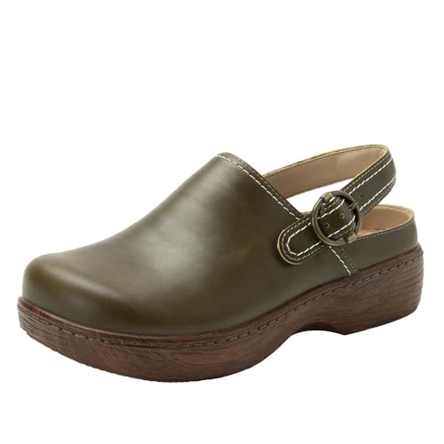 Alegria Damen Olie Slingback Clog Leder Slide, Oliva, 8-8.5 Wide Alegria Damen Olie Slingback Clog Leder Slide, Oliva, 8-8.5 Wide von Alegria by PG Lite