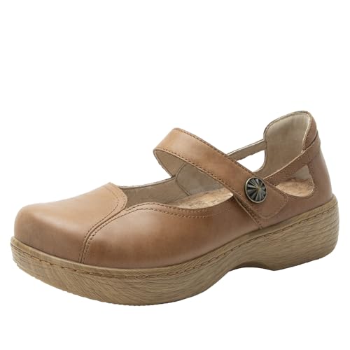 Alegria Damen Onika Leder Holzmaserung Mary Jane Schuhe, Rancho, 5-5.5 Wide von Alegria by PG Lite
