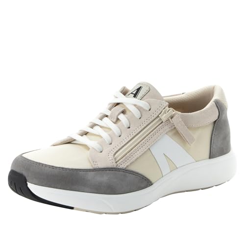Alegria Eazeer Damen-Sneaker mit Kork-Fußbett zur Unterstützung des Fußgewölbes und seitlichem Reißverschluss für einfaches An- und Ausziehen, pargament, 39.5 EU von Alegria by PG Lite