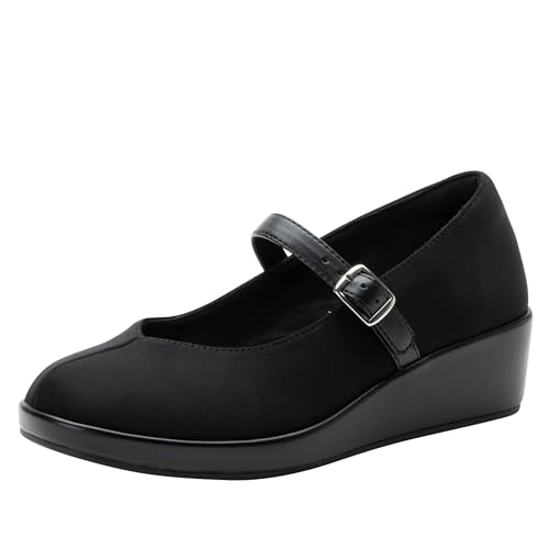 Alegria Haylo Mary Jane Damen-Keil, rutschfest, Komfort, Black Dream Fit, 39.5 EU von Alegria by PG Lite