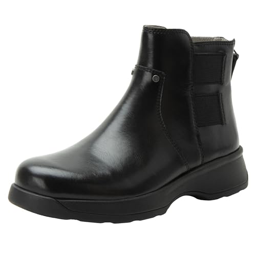 Alegria Jordyn Chelsea-Stiefel für Damen, doppelt, elastisch, Leder, mit Fersenreißverschluss, Schwarz, 8-8.5 von Alegria by PG Lite