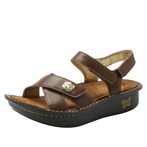 Alegria Kelsi Damen-Sandalen aus Leder mit Kreuzriemen, verstellbar, Braun, 39.5 EU von Alegria by PG Lite