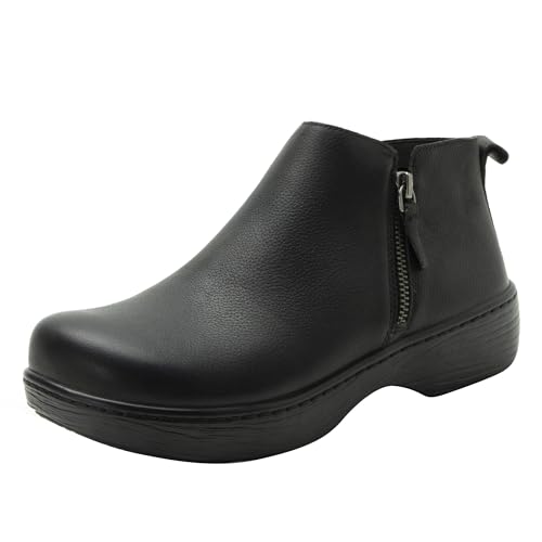 Alegria Oaklee Damen-Stiefelette mit Doppelreißverschlüssen, Lederoptik, Rocker, niedrig, Amsel, 6-6.5 Wide von Alegria by PG Lite