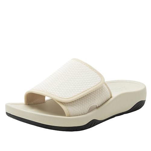 Alegria Ova8tion Ovation Ergo Foam Flat Slide Wasserfreundliche Sandalen für Damen, Beige, 9.5-10 von Alegria by PG Lite