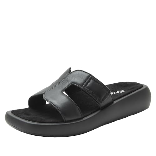 Alegria Portia Damen-Sandalen, Leder, quadratischer Zehenbereich, Schwarz, 39.5 EU von Alegria by PG Lite