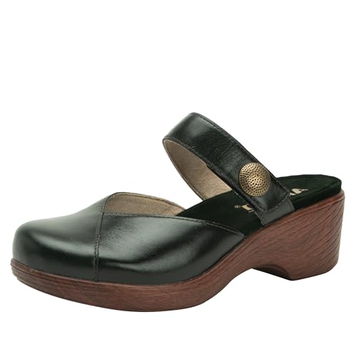 Alegria Sydni Damen-Slipper, Leder, offener Rücken, Keilabsatz, Wald, 39.5 EU von Alegria by PG Lite