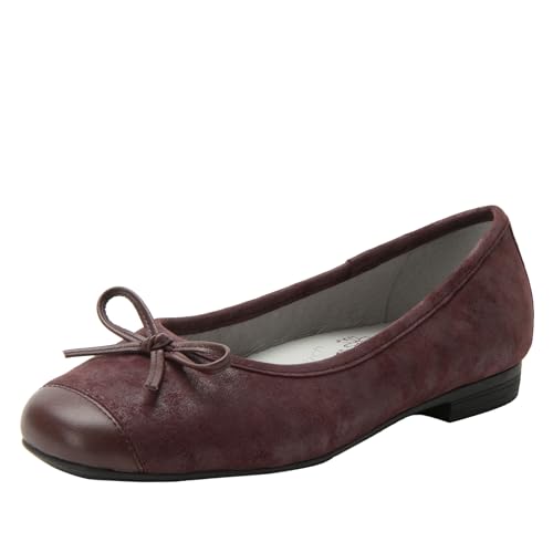 Alegria Talya Damen Ballerinas mit Fliege aus Leder mit Zehenkappe, Maroon Mist, 10.5-11 von Alegria by PG Lite