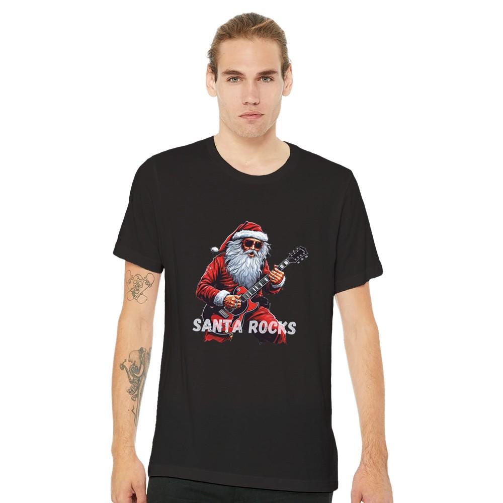 Lustiges Weihnachts T-Shirt - Santa Rock Club Shirt Mit Gitarre & Sonnenbrille Xmas Geschenk Für Männer Und Frauen, Rocks von AlegriaAzulejo