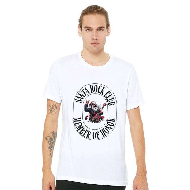 Unisex, T-Shirt - Santa Rock Club Shirt Mit Gitarre & Sonnenbrille, Lustiges Weihnachts Xmas Geschenk Für Männer Und Frauen, Weihnachtsmann von AlegriaAzulejo