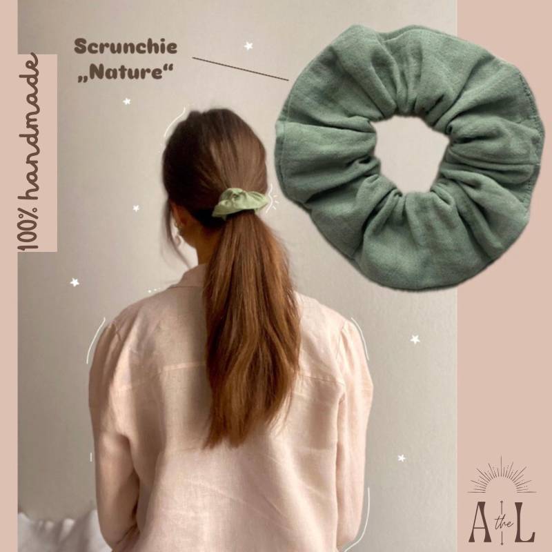 Bio Musselin | Stilvoll & Schonend Für Jede Haarstruktur Handgefertigter Scrunchie "Nature" von AlehaLabel