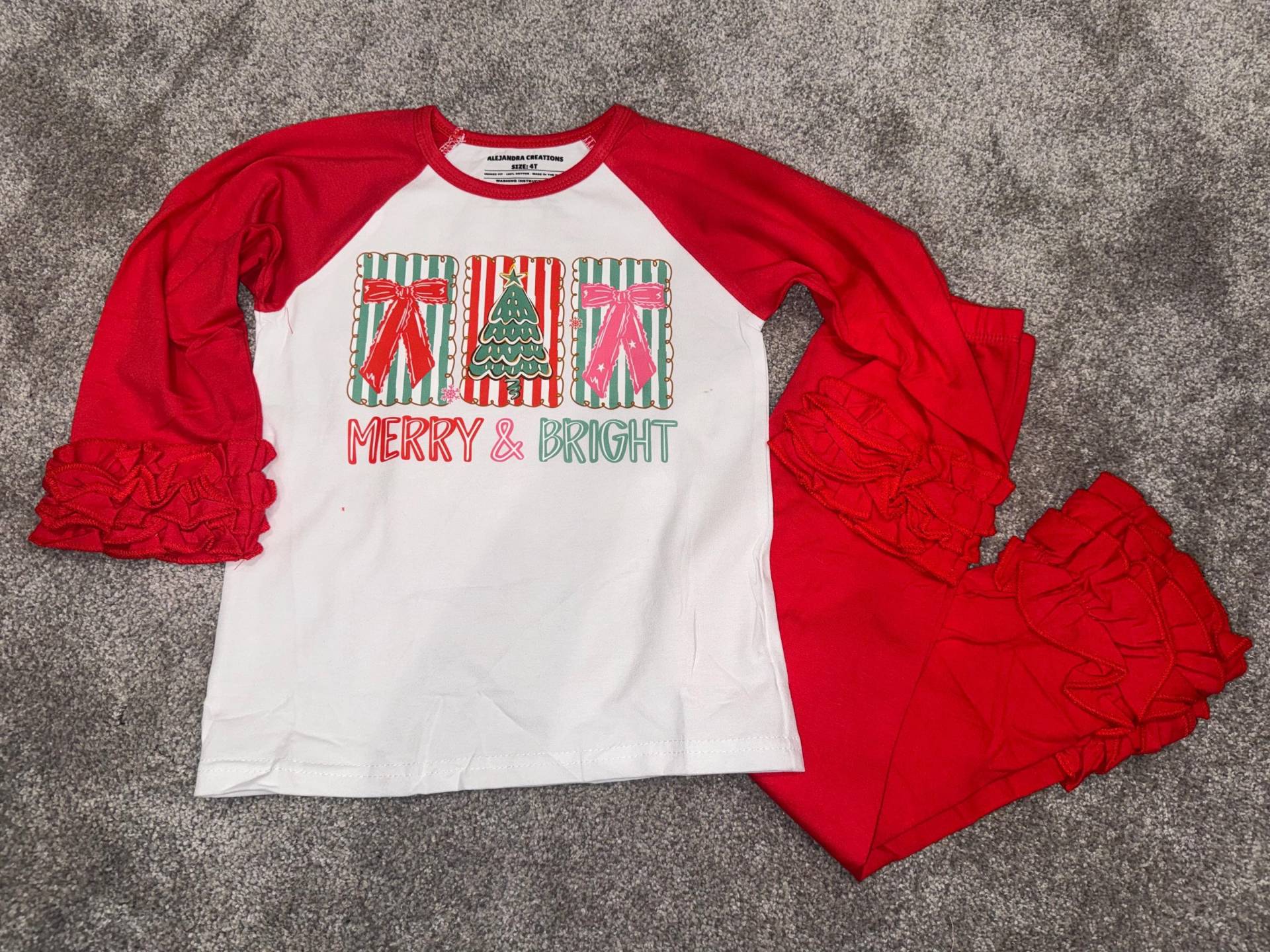 Rote Weihnachtsrüschen Outfit, Kleinkind Zweiteiler Weihnachtsraglan, Langarm Rüschen Raglan, Leggings Rote Weihnachtsrüschen Outfit, Kleinkind Zweiteiler Weihnachtsraglan, Langarm Rüschen Raglan, Leggings von AlejandraCreation
