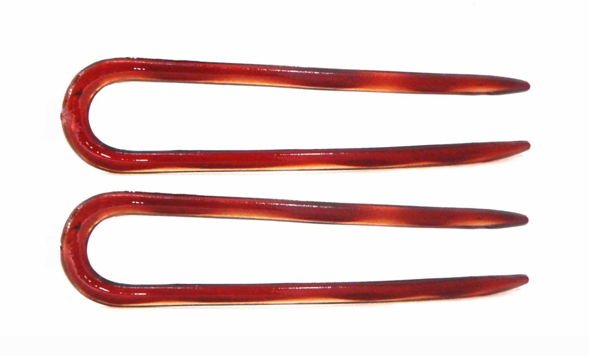 2Er Set French Curve Hair U Pins Aus Hochwertigem Celluloid Acetat Schildpatt Sleek 3 Zoll Haar Haarspange Made in France U69 von AlekhFashions