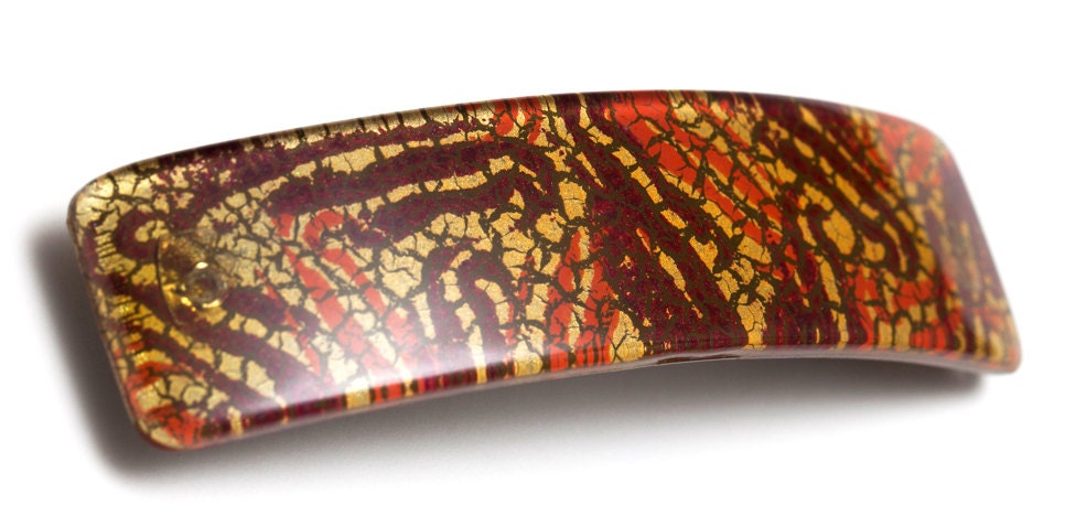 Französisch Handbemalt Zelluloid Acetat Schildkröte Shell Escale Farbe Große Handgemachte Haarspange Q28 von AlekhFashions