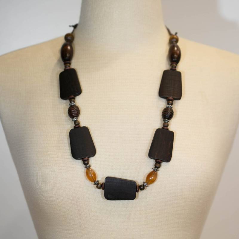 Halskette Aus Holz Boho Stil Perlen Metall Unikate Schmuck Hochzeit Geburtstag Mutter Tag Teen Erwachsen Geschenk Aleksjewelry von AleksJewelry