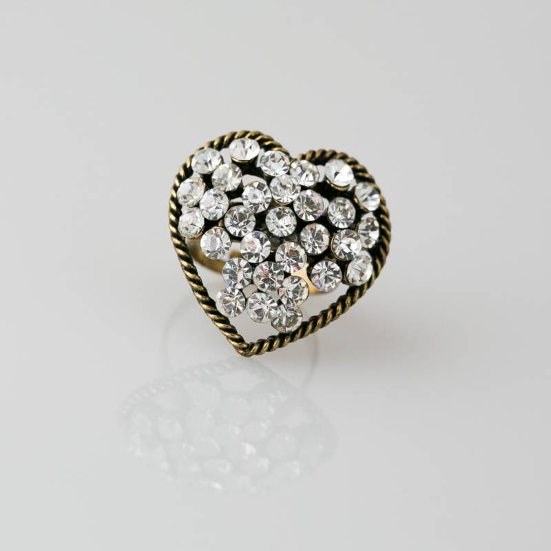 Ring, Herz April Birthstone Kostüm Schmuck Kunstglas Diamant Imitation Vintage Geschenk Für Ihre Anweisung Promise Ring - Shaped Aleks von AleksJewelry