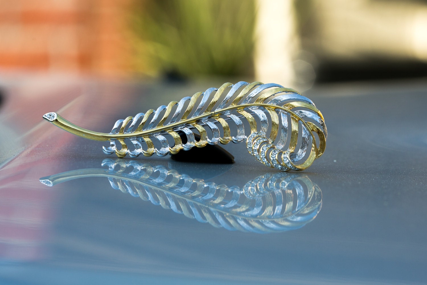 Scroll-Blatt Feder Gold Silber Brosche Crystal Strass Antik Schmuck Schal Pin Ooak-Geschenk Für Hochzeit Geburtstag Mom For Her von AleksJewelry