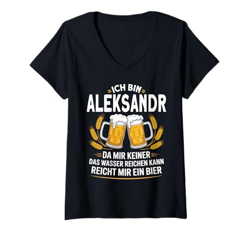 Damen Lustiger Biertrinker Spruch für Aleksandr T-Shirt mit V-Ausschnitt von Aleksandr Vorname Lustiger Spruch für Biertrinker