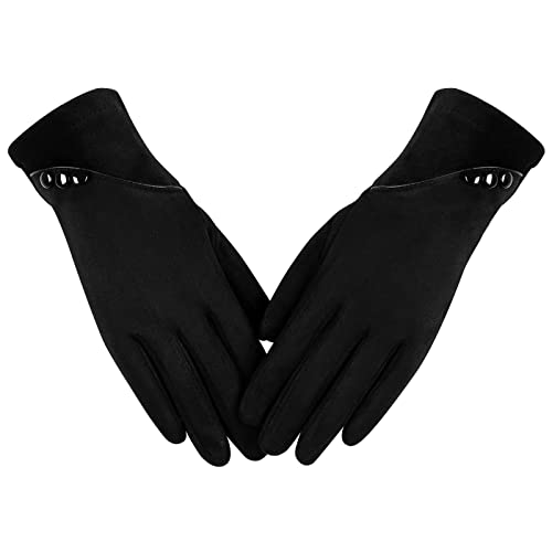 Alepo Damen Handschuhe Winter Warm - Touchscreen Empfindliche SMS-Finger, Fleece Gefüttert Winddicht Fahrrad（Schwarz-M） von Alepo