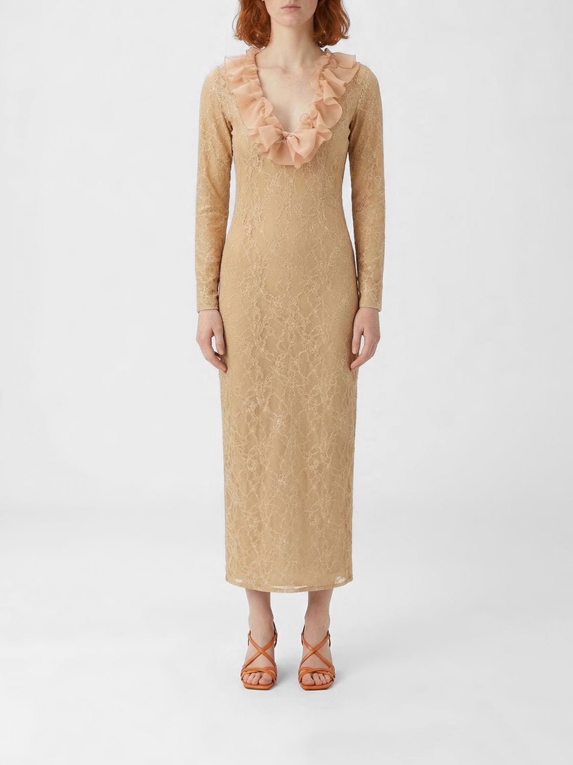 ALESSANDRA RICH Spitzen-Midikleid mit Rüschen von Alessandra Rich